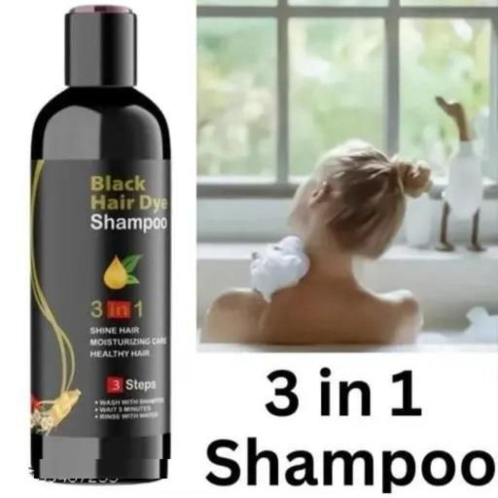 Unisex Instant Black Herbal Hair Dye Shampoo for Grey Hair Coverage 3 in 1(100ml)